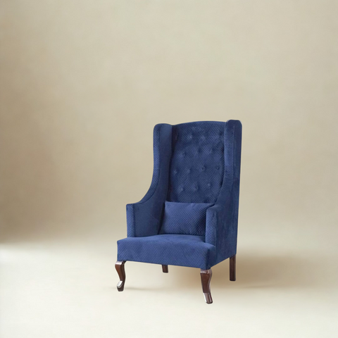 Janet Chesterfield High Back Wing Chair In Premium Fabric