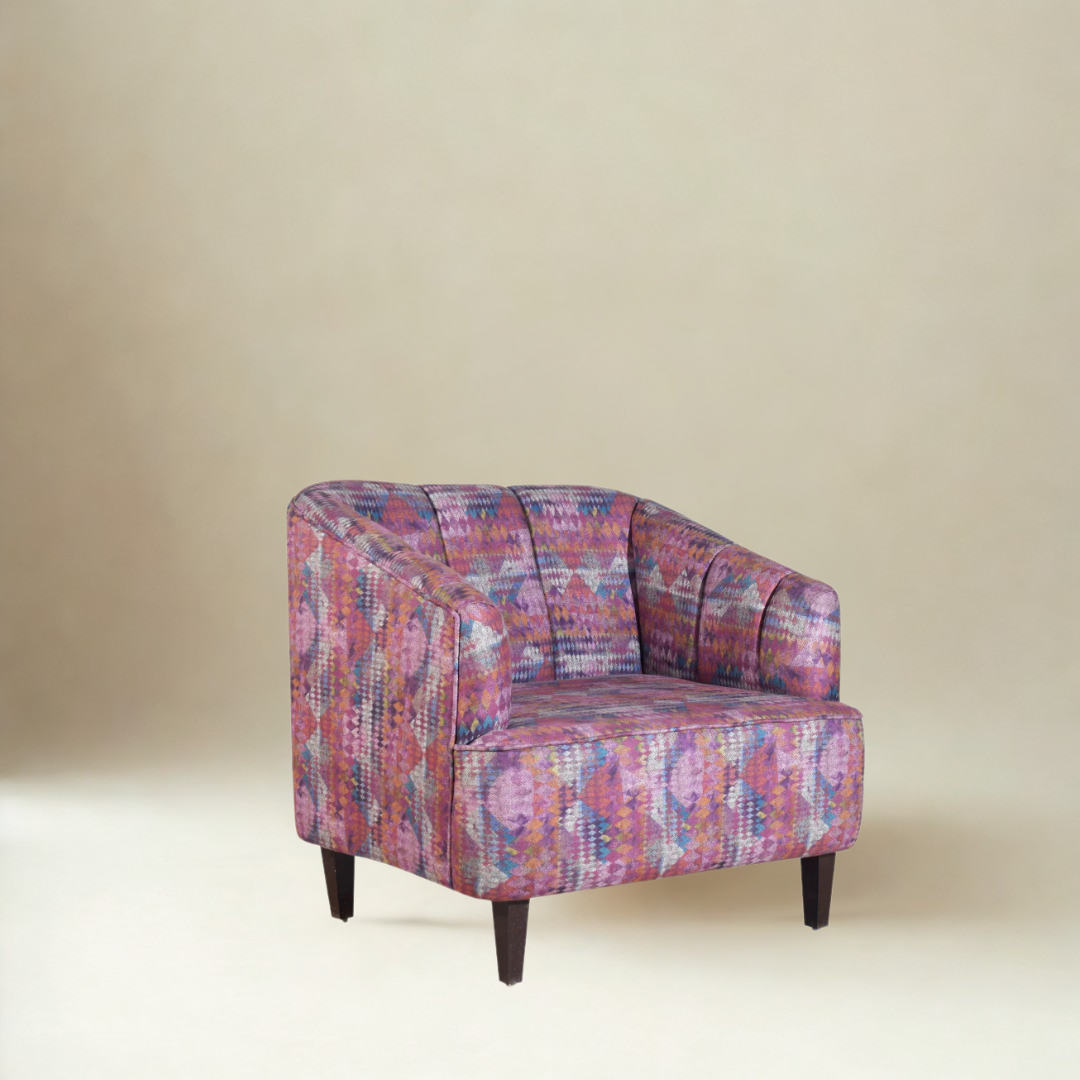 Nelio Lounge Chair In Premium Printed Velvet Fabric
