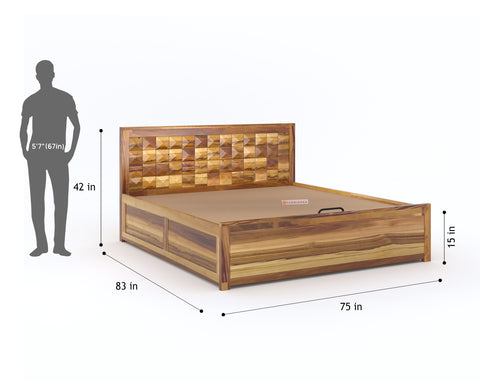 Nova Hydraulic Diamond Bed in Pure UP Teak