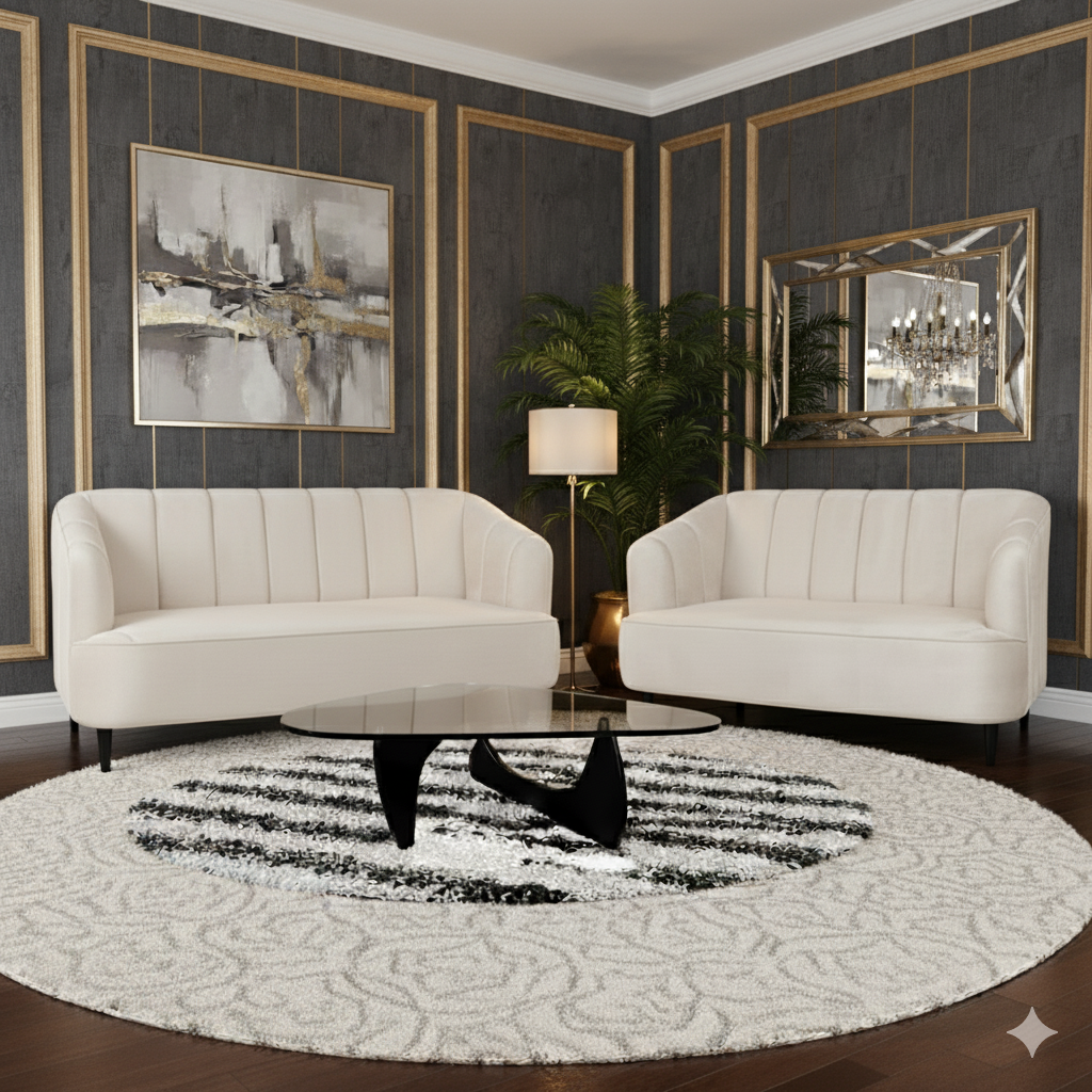 Nelio Sofa in Blue Velvet Fabric