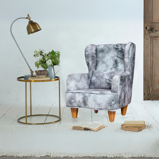Genoa mini Wing Chair In Premium Suede Grey Fabric