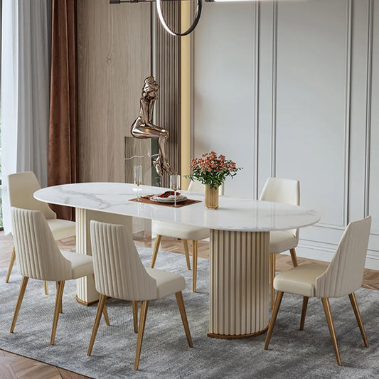 Ashley Modern Minimalist White Oval Dining Table for 4