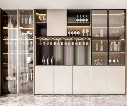 Grace Crockery Cum Bar Cabinet in Tinted Glass