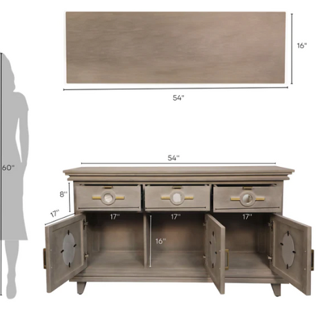 Pinnock Sideboard Cum Chest of Drawers in Grey Textured Finish
