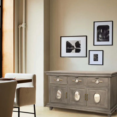 Pinnock Sideboard Cum Chest of Drawers in Grey Textured Finish