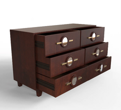 Pinnock Sideboard Cum Chest of Drawers in Layered Brown Finish