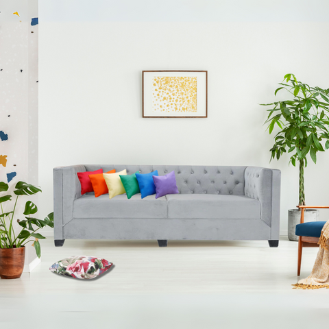 Windsor 3 Seater Sofa In Grey Velvet Fabric