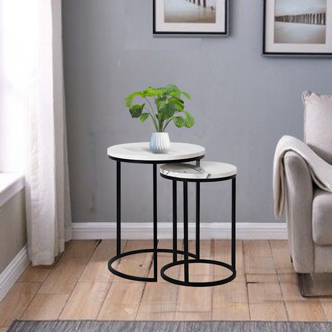 Brave Nested Side Table in Marble Top