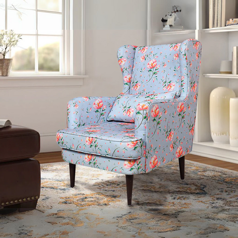 Genoa Wing Chair in Floral Cotton fabric