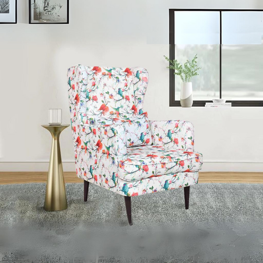 Genoa Wing Chair in Floral Cotton Fabric