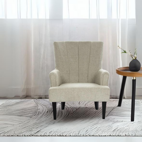 Baki High Back Wing Chair In Cotton Fabric