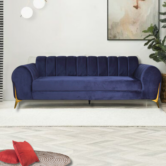 Parker Three Seater Sofa in Blue Velvet Fabric