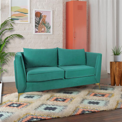 Dinzo Two Seater Sofa In Sea Green Velvet Fabric