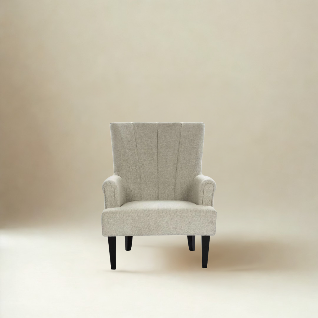 Baki High Back Wing Chair In Cotton Fabric