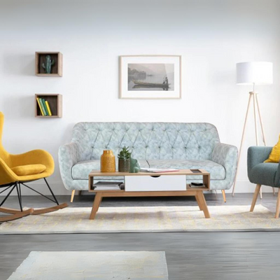 Lorenzo 3 Seater Sofa in Premium Green Suede fabric