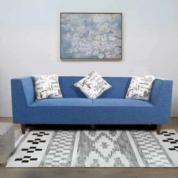 Liana 3 Seater Sofa In Blue Cotton Fabric