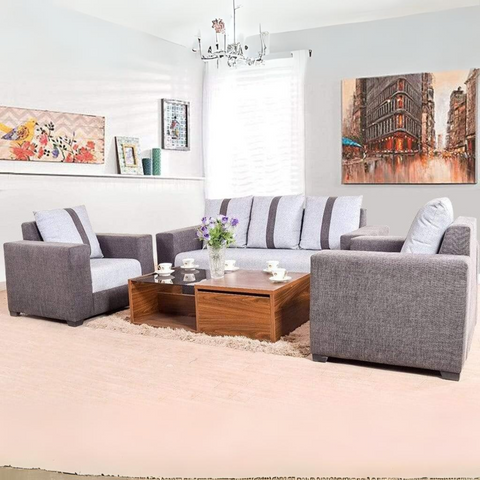 Galaxy Five Seater Sofa (3+1+1) In Jute Fabric