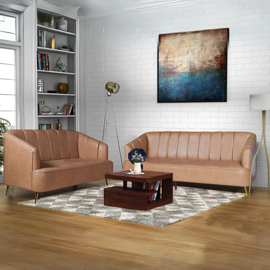 Nelio 3+2 Sofa Set in Brown Leatherette