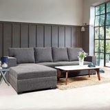 Walter Sectional Sofa In Grey Jute Fabric