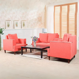 Anabel Four Seater Sofa Set In Premium Fabric (Vermilion Orange)