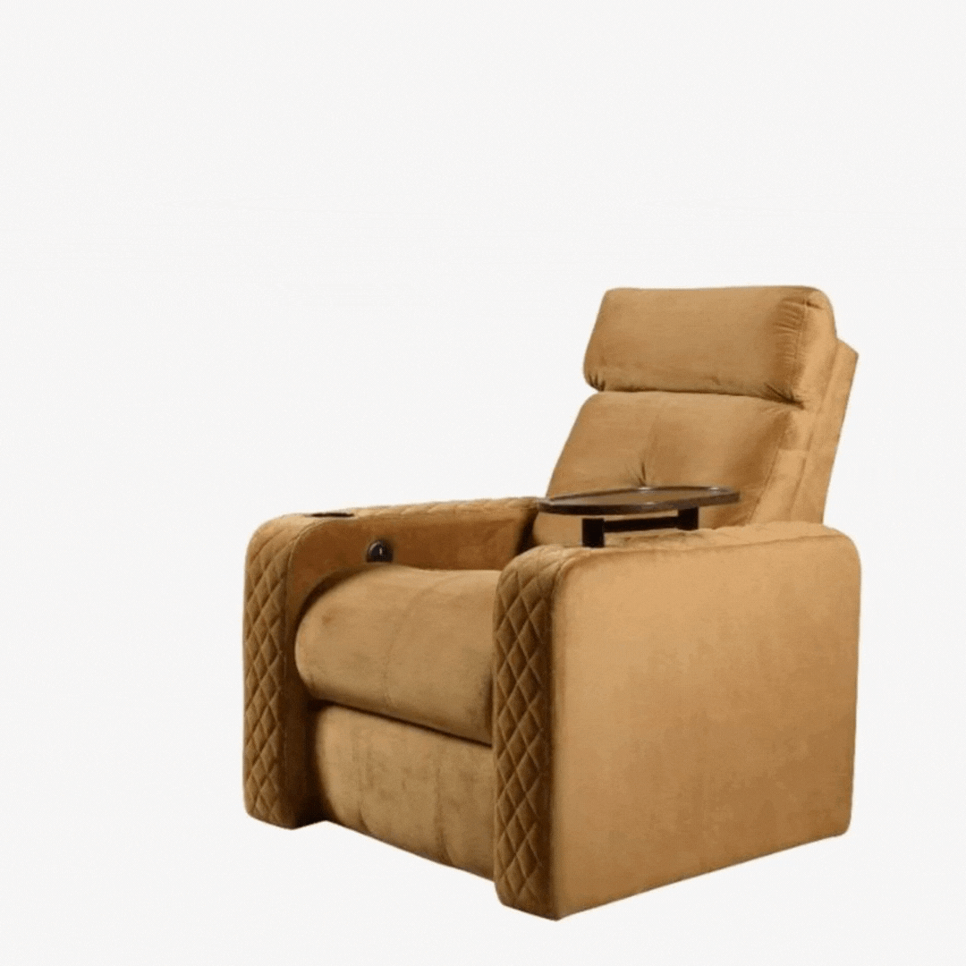 Backett Motorized Recliner with Tray and Cupholder