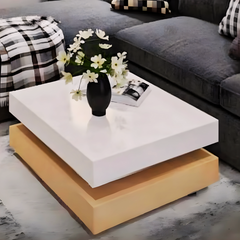 Anslay Coffee Table in Rubber Wood with Glossy Finish Top