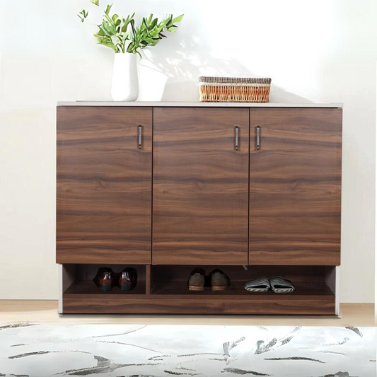 Olivia Shoe Rack Cabinet in Walnut Finish