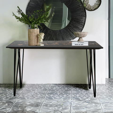 Stella Console In Black Marble Top