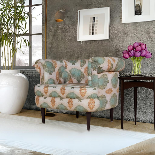 Bardot Lounge Chair In Floral Premium Suede