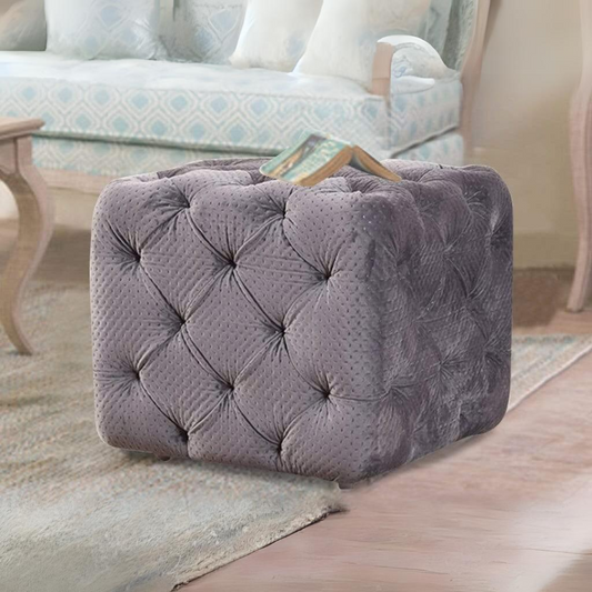 Winchester Ottoman In Grey Premium Fabric