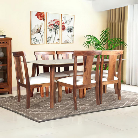 Buy Advik Marble Dining Set Seater With Victoria Chairs GetMyCouch