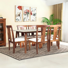 Advik marble dining table 6 seatar Set In Victoria Chairs