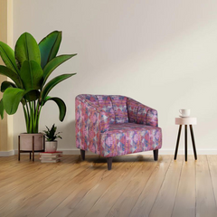 Nelio Lounge Chair In Premium Printed Velvet Fabric