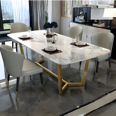 Vegas Satwario Marble Top Dining Table with SS Base