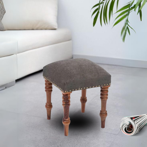 Claudia Round Side Stool in Teak Legs