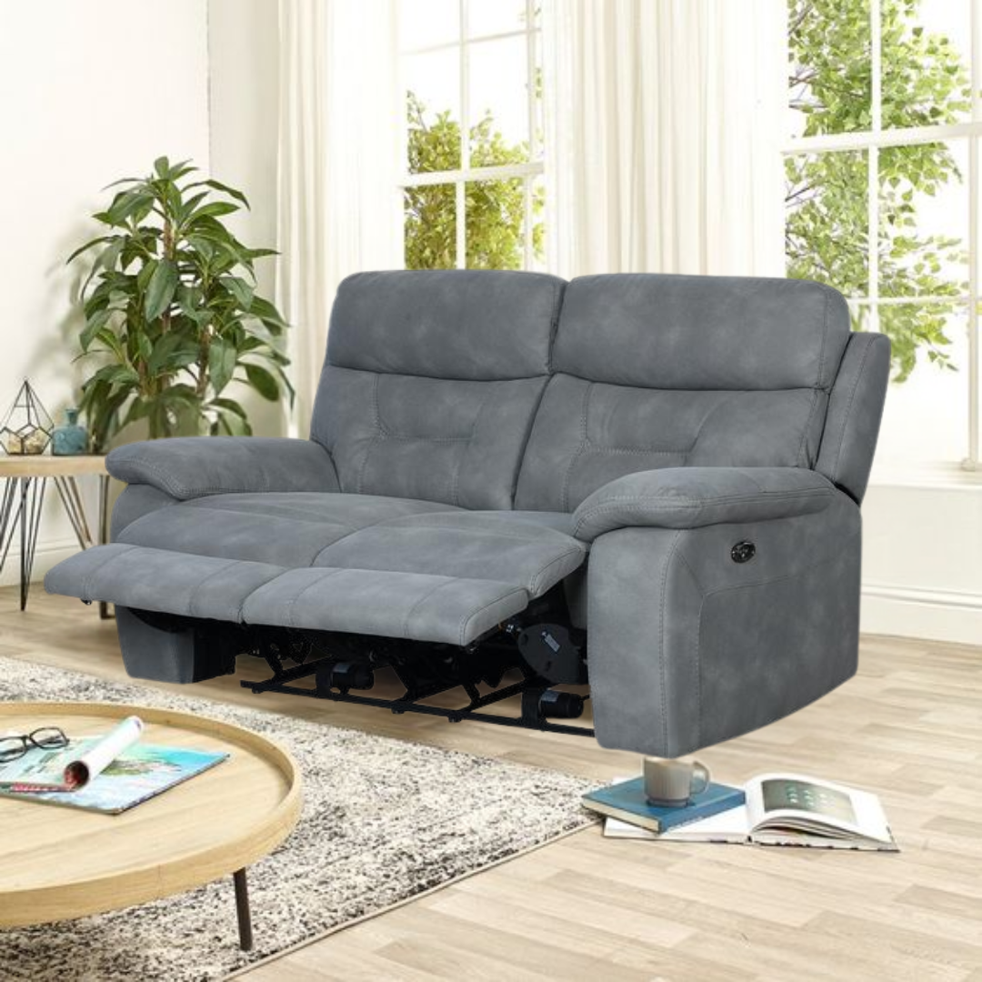 Paradise 2 Seater Motorized Recliner in Grey Color