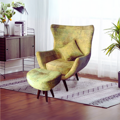 Carol Lounge Chair in Premium Suede With Ottoman