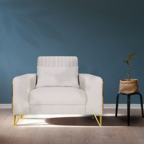 Maverick One Seater Sofa In Beige Velvet Fabric