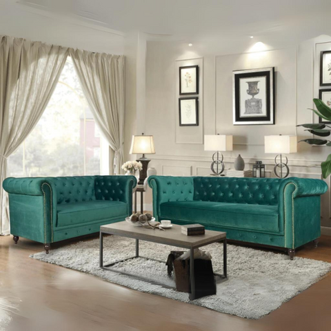 Vanisa 2 Seater Sofa Set In Cotton Fabric