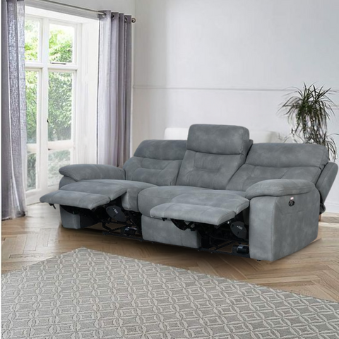 Paradise 3 Seater Motorized Recliner in Grey Color