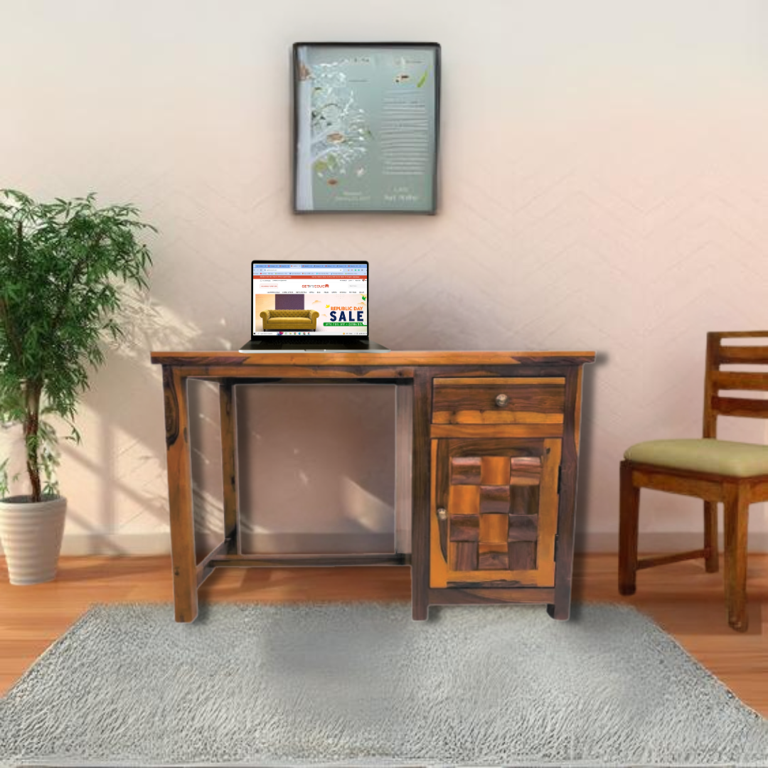 Diamond Study Desk In Teak Finish