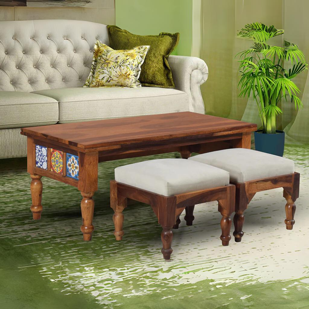 Siramika Solid Wood Nesting Coffee Table