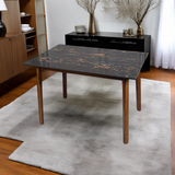 Marvin 4 Seater Marble Dining Table In Teak Finish