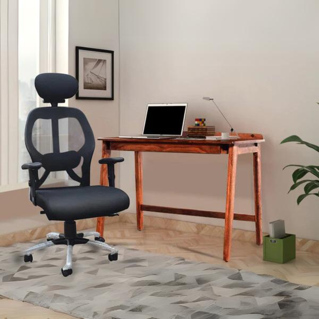 Buy Larsson Study Table In Teak Finish With Office Chair Combo Offer GetMyCouch