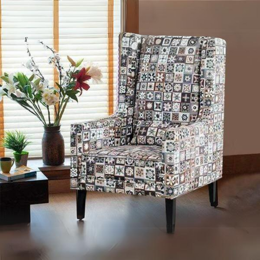 Rachel Wing Chair In Premium Printed Luxe Fabric