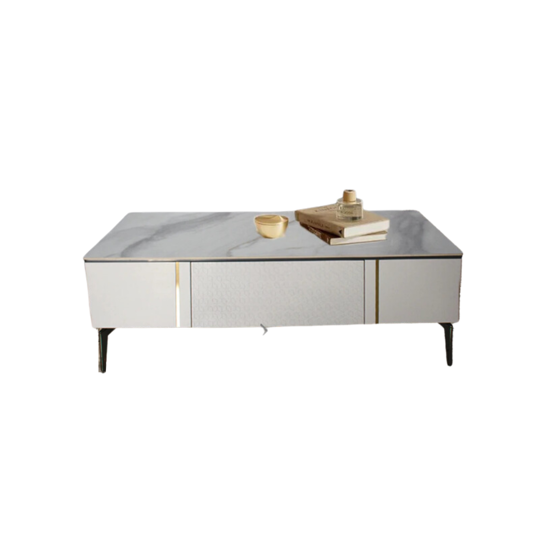 Calvin Storage Coffee Table in Marble Top