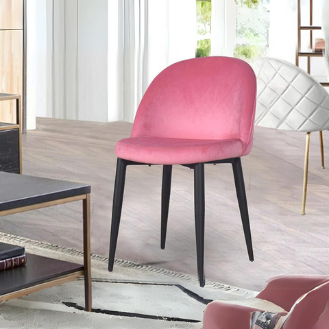 Noel Accent Chair In Premium Velvet Pink Fabric