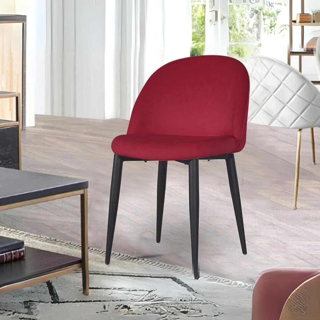 Noel Accent Chair In Premium Velvet Maroon Fabric