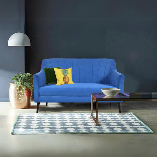 Lucas 2 Seater Sofa in Premium Blue Velvet Fabric