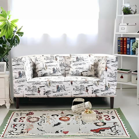 Liana Love Seat In Printed Cotton Fabric